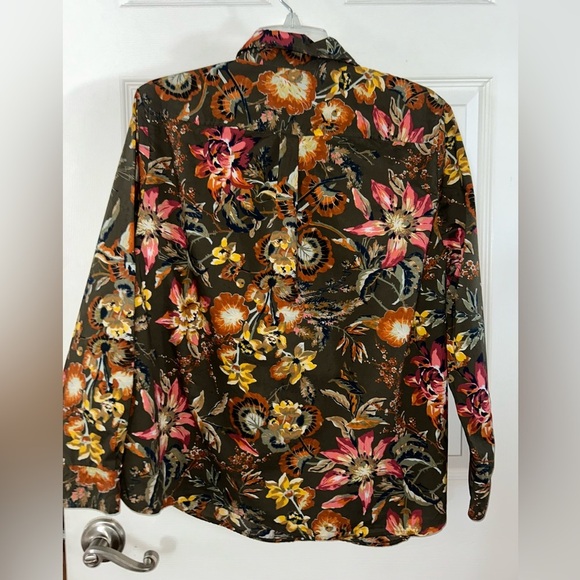 Talbots Floral Collared Button-Up Shirt Petite XL - Picture 2 of 3
